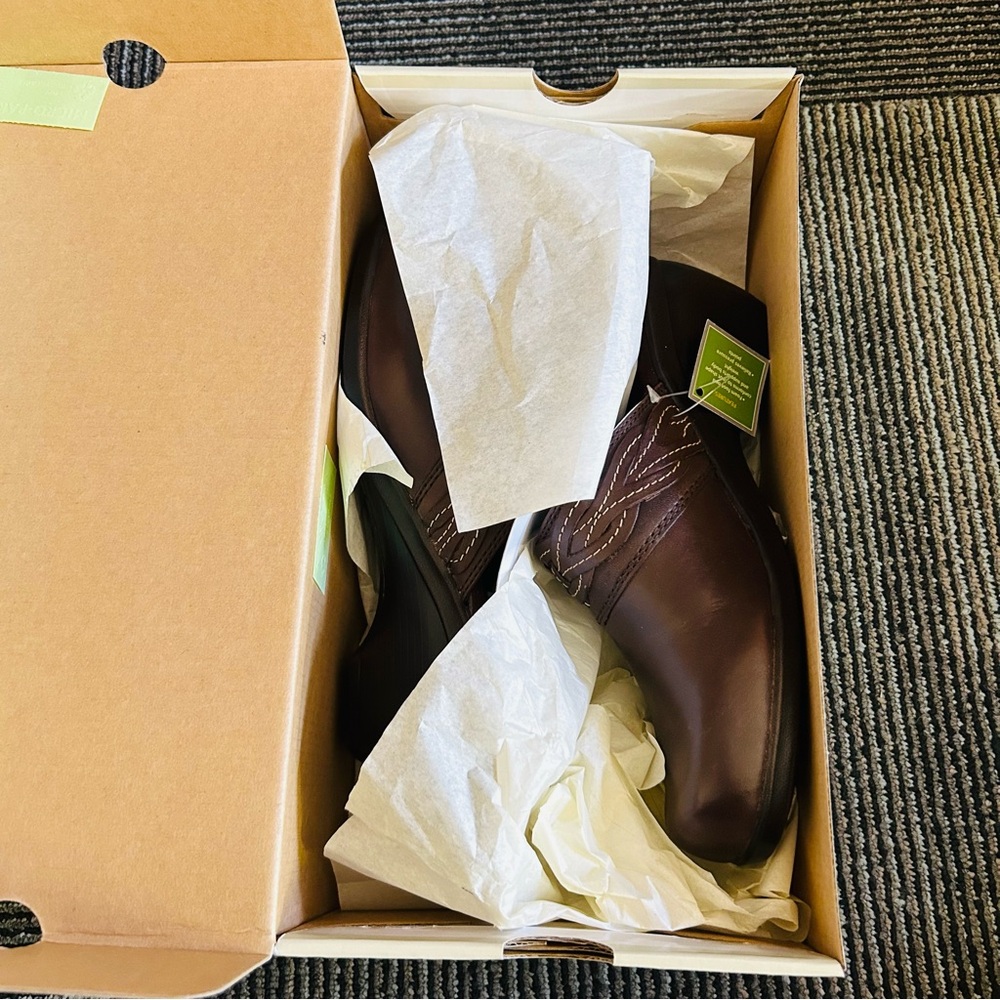 NEW IN BOX GH Bass Brown Leather Braid Cushion Step Boston Mules Clogs, size 9 M - Picture 2 of 13